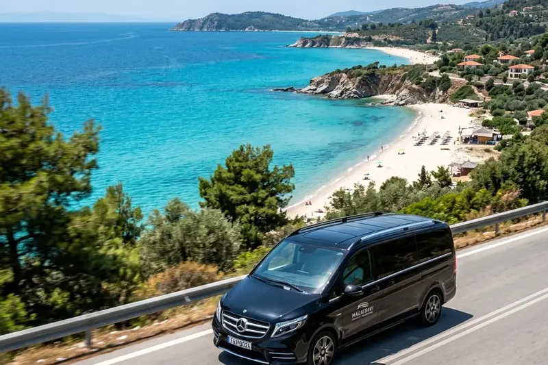 Private transfer Mercedes E-Class taxi from Thessaloniki Airport to Halkidiki